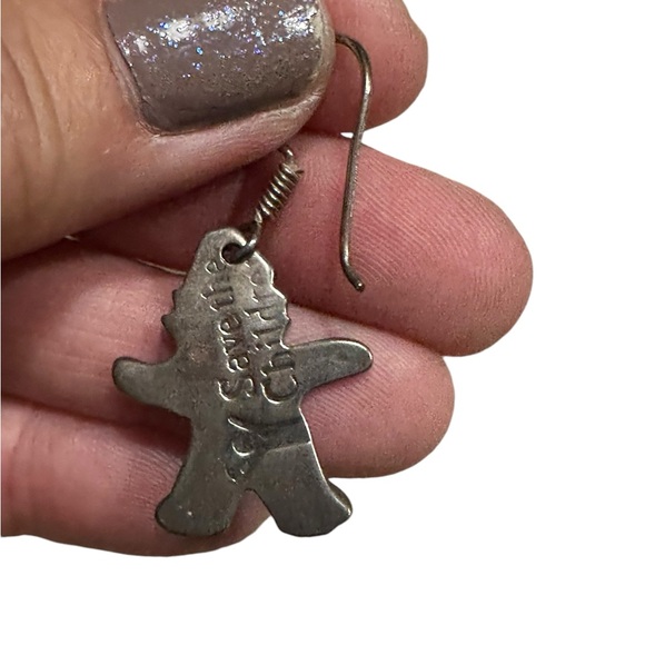 Sterling Silver Save the Children Girl and Boy Vintage Drop Earrings - Picture 5 of 5